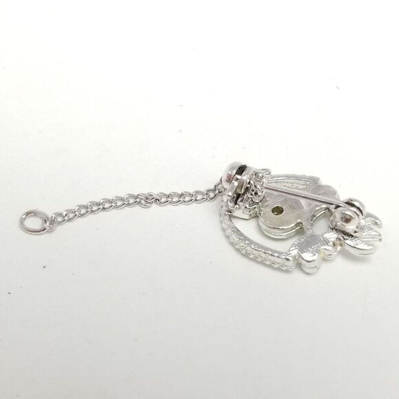 Vintage Little Number 9 Rhinestone Brooch, Silver Tone Lapel Pin, Estate - Picture 3 of 5